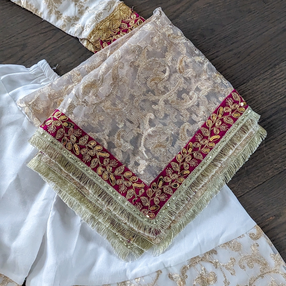 Kids Girls 3-Piece Stitched Pakistani Sharara Style Outfit, 6-8 Years - Picture 9 of 13